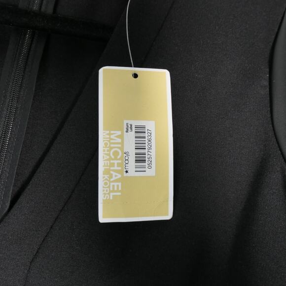 Michael Kors Jumpsuit Womens XS Black Wide Leg Leather Look Sleeves Pockets - Picture 14 of 14